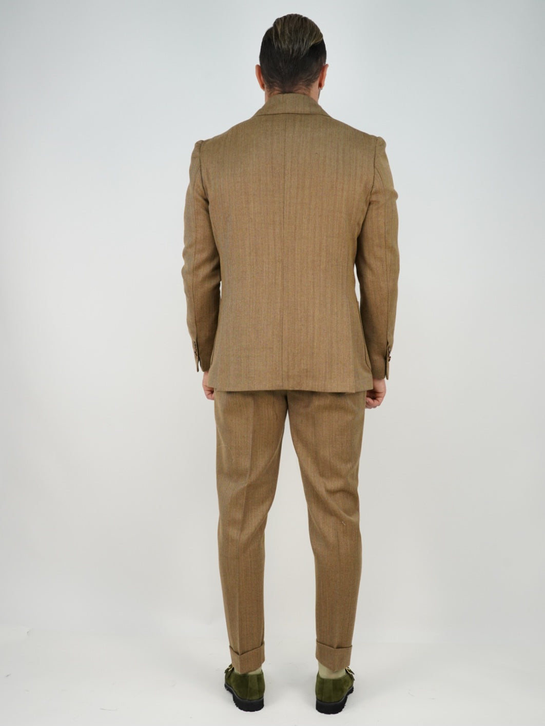 Abito Extensive doppiopetto petto a lancia spigato marrone