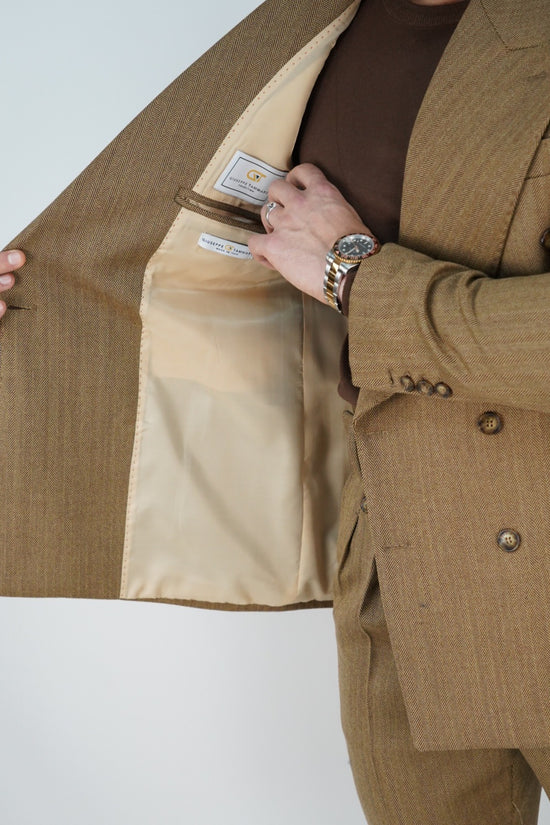 Abito Extensive doppiopetto petto a lancia spigato marrone