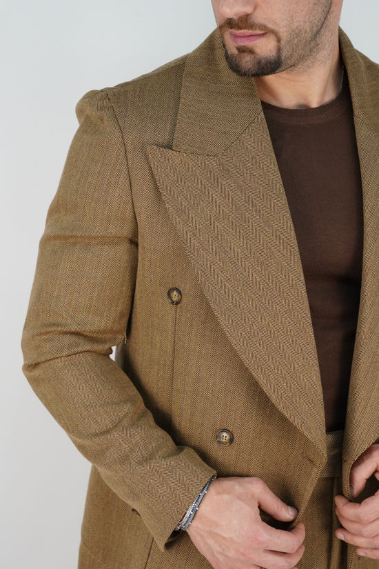 Abito Extensive doppiopetto petto a lancia spigato marrone