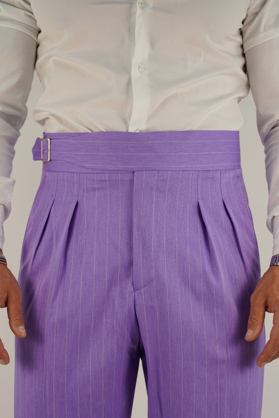 Abito Extensive doppiopetto petto a lancia lilla gessato