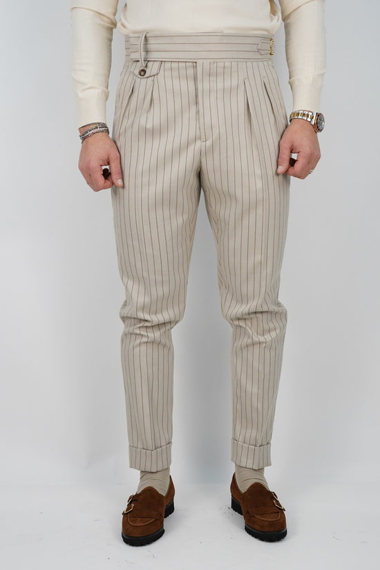 Abito Extensive doppiopetto petto a lancia gessato panna