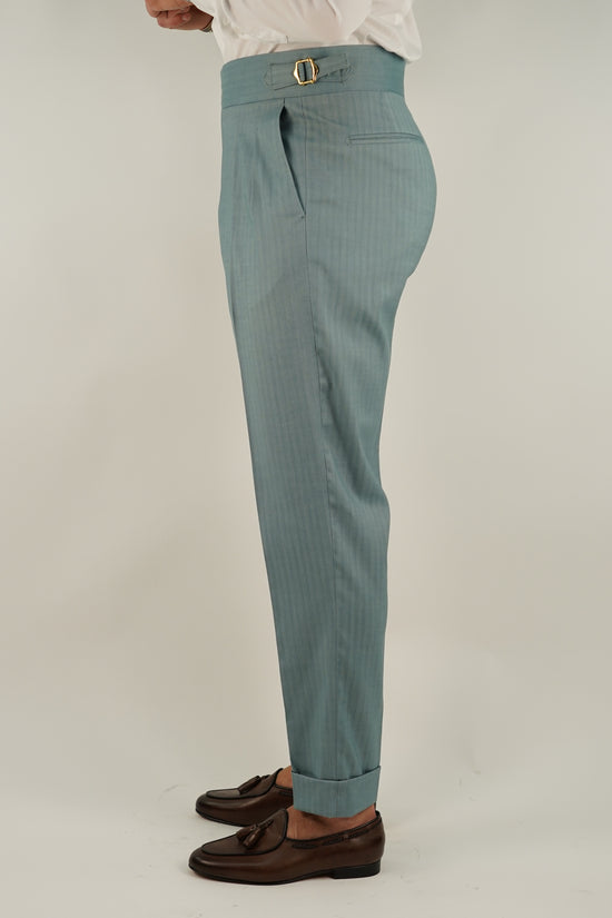 Gurkha verde tiffany con 4 bottoni e fibbie stringenti laterali