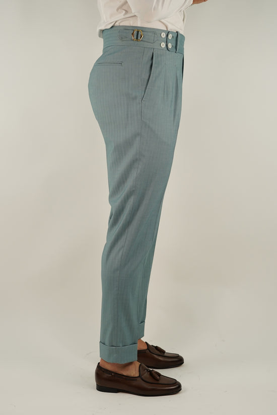 Gurkha verde tiffany con 4 bottoni e fibbie stringenti laterali