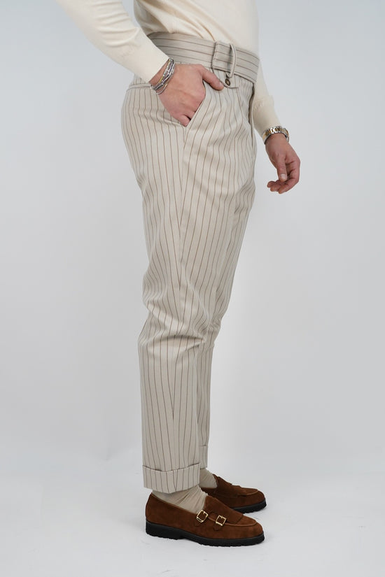 Abito Extensive doppiopetto petto a lancia gessato panna