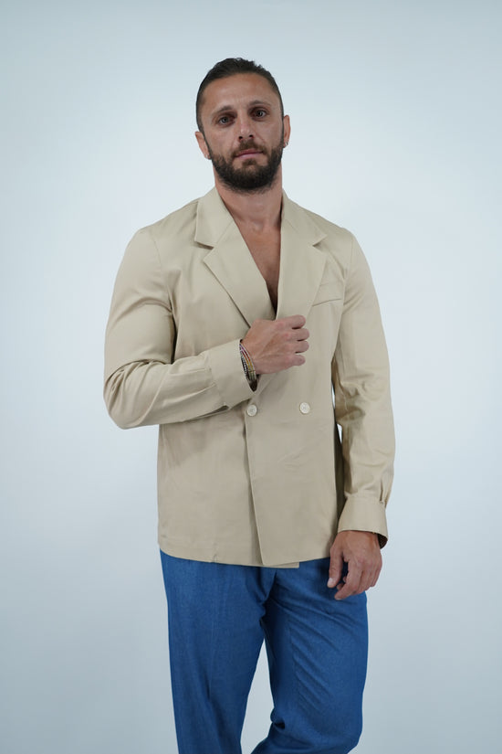 Giacca camicia doppiopetto petto napoli beige
