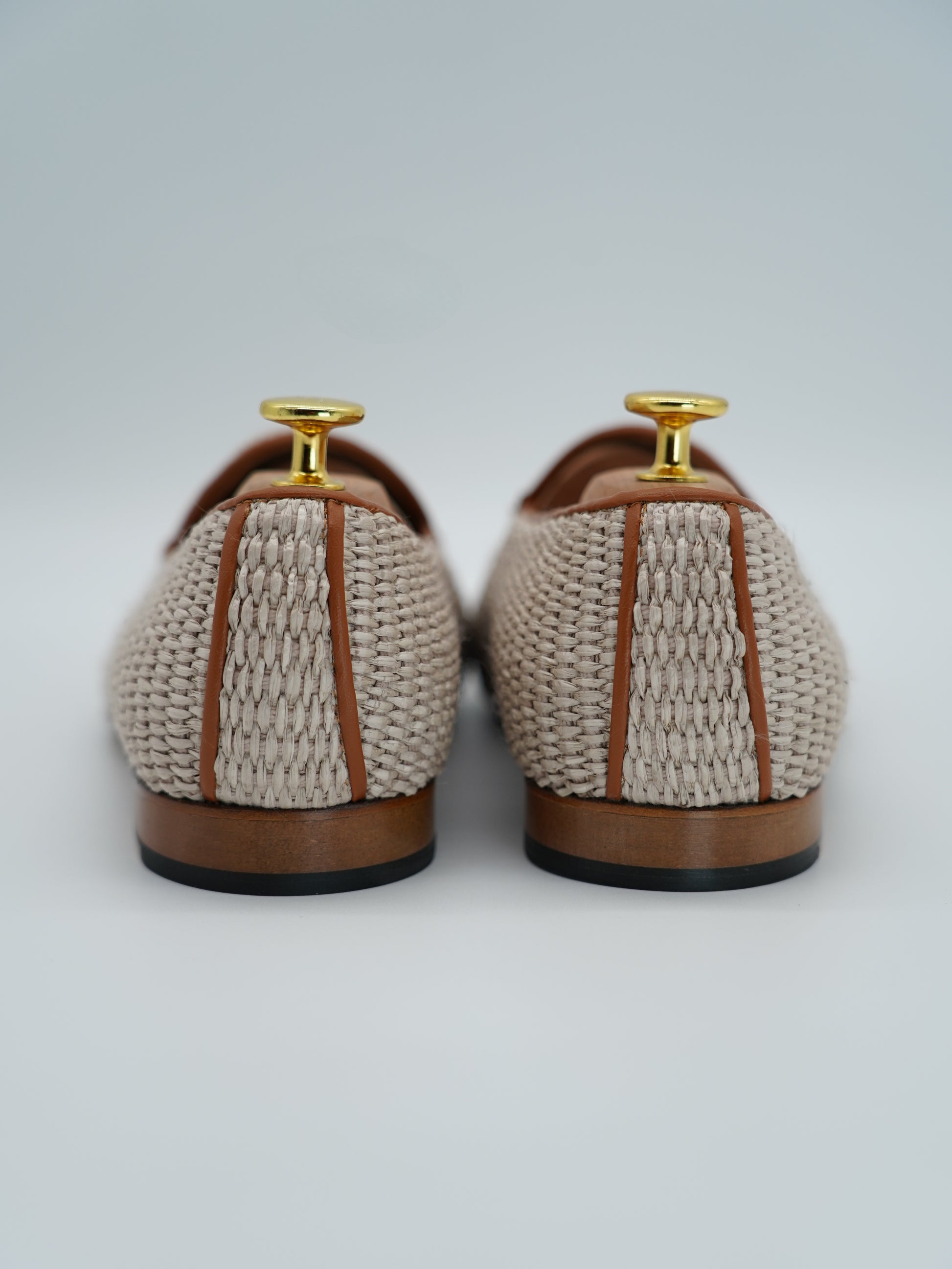 Mocassini pantofola in rafia beige