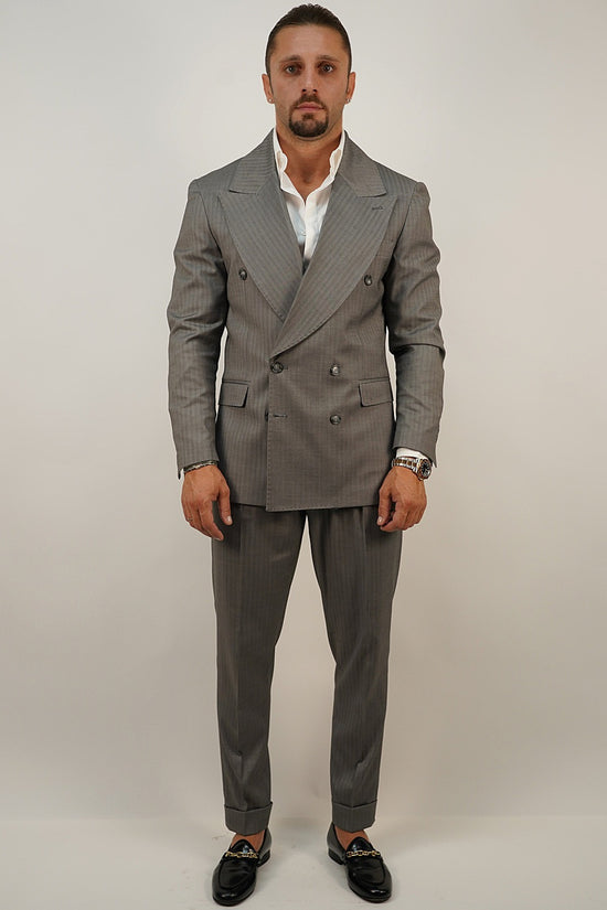 Abito Extensive doppiopetto petto a lancia grigio cenere