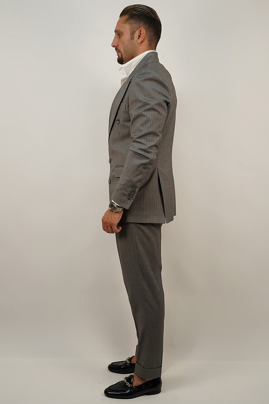 Abito Extensive doppiopetto petto a lancia grigio cenere