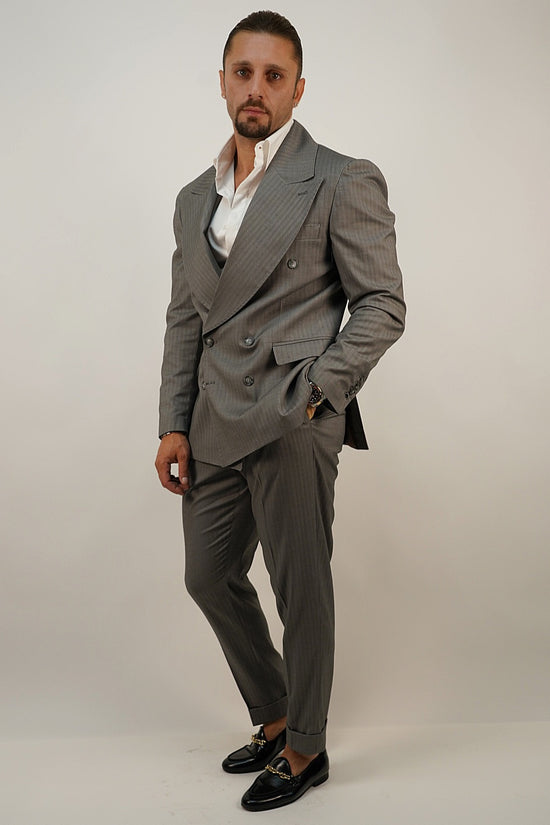 Abito Extensive doppiopetto petto a lancia grigio cenere