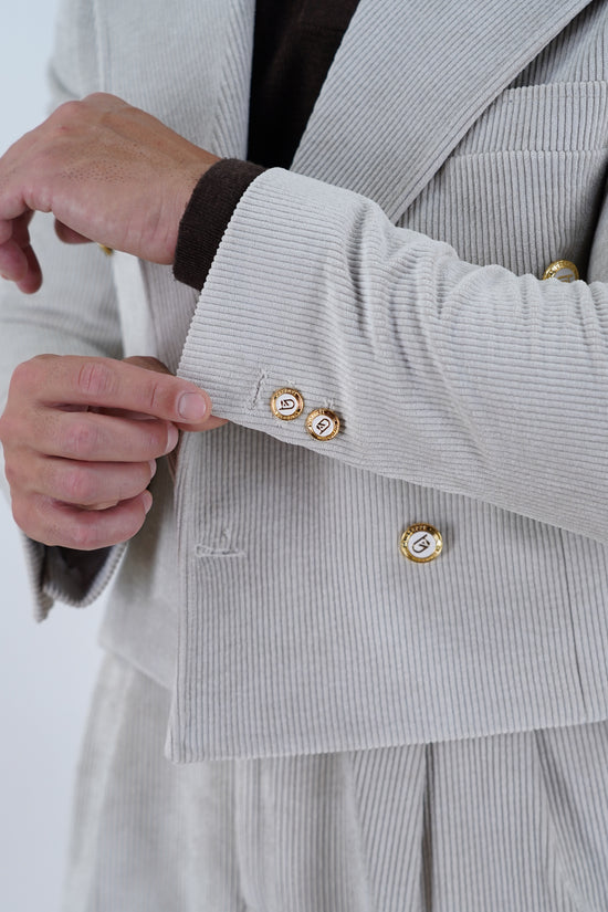 Giacca Cropped Doppiopetto in Velluto - Linea Extensive | Avorio