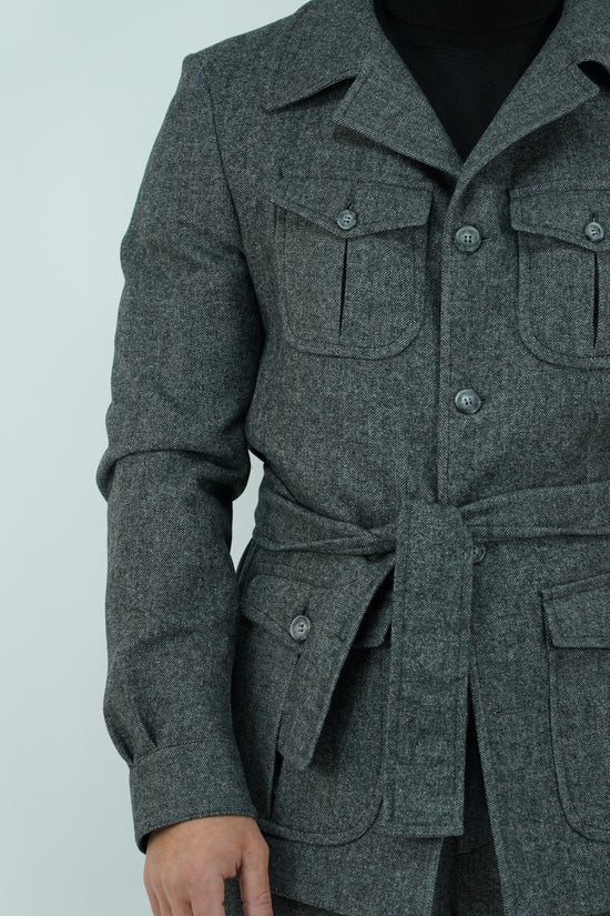 Giacca Safari grigio scuro spigato