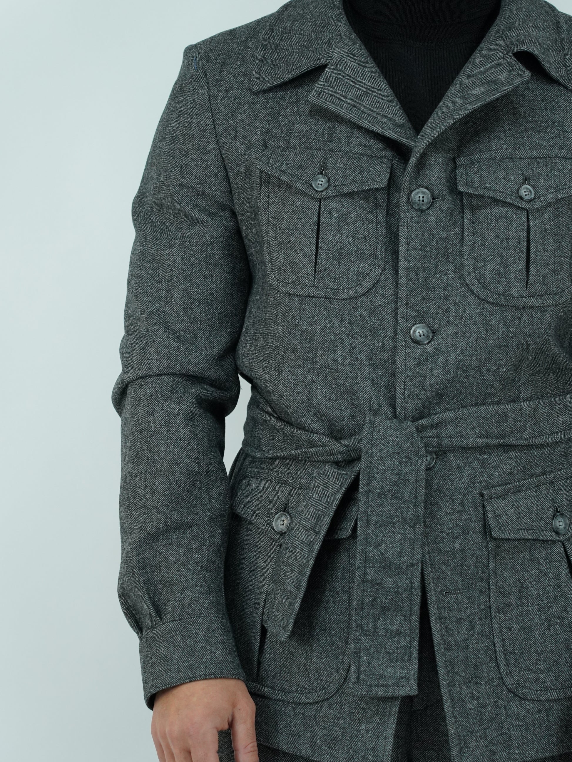 Giacca Safari grigio scuro spigato