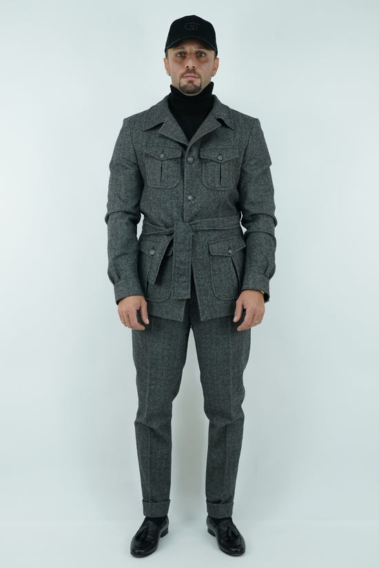 Giacca Safari grigio scuro spigato
