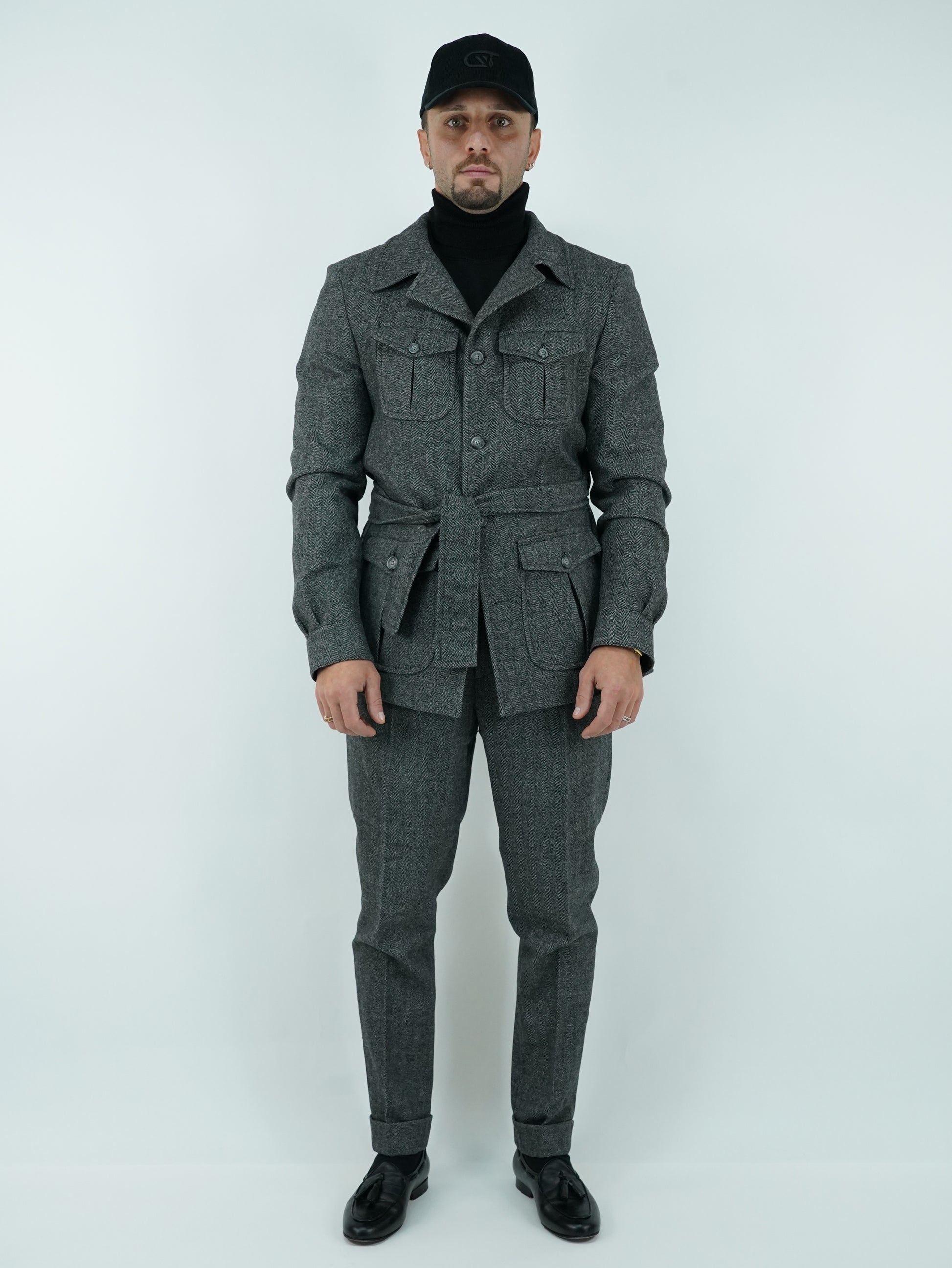 Giacca Safari grigio scuro spigato