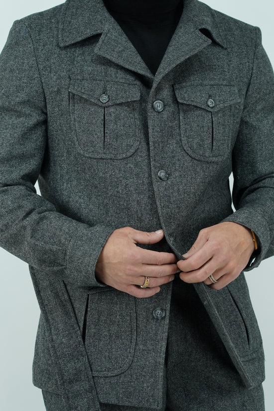 Giacca Safari grigio scuro spigato