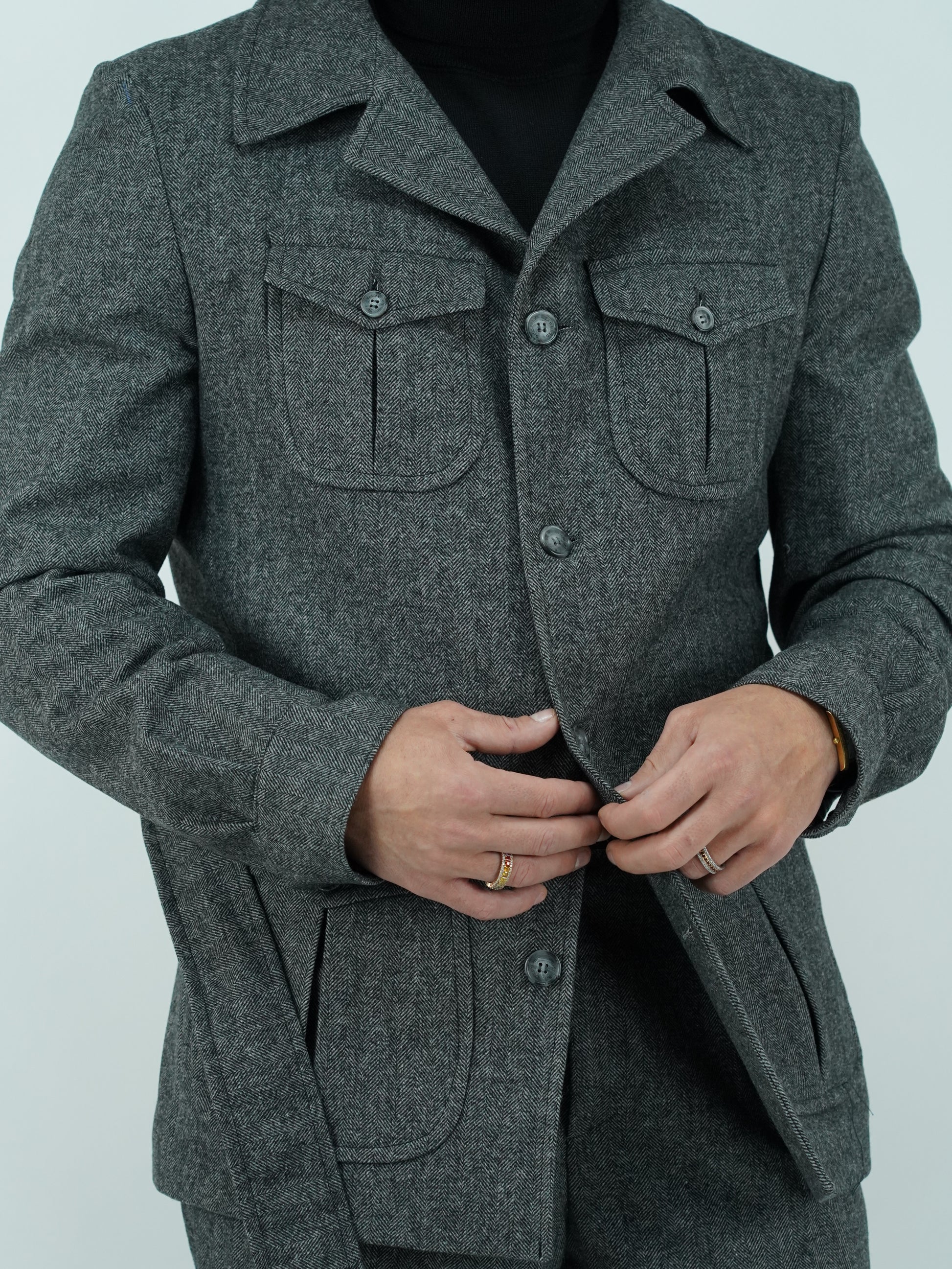 Giacca Safari grigio scuro spigato