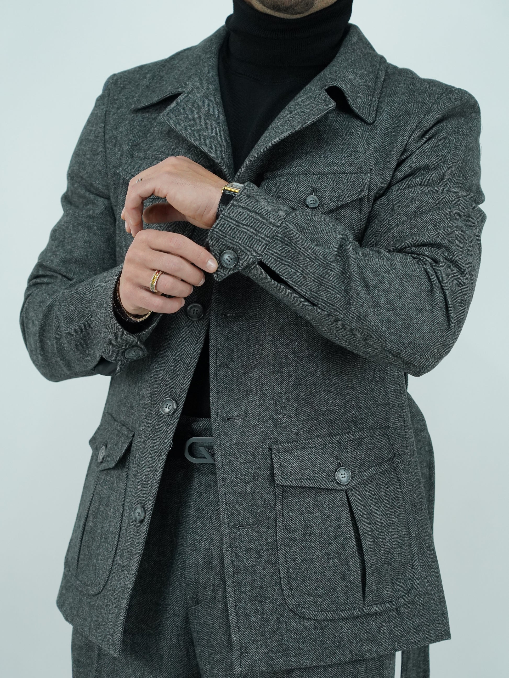 Giacca Safari grigio scuro spigato