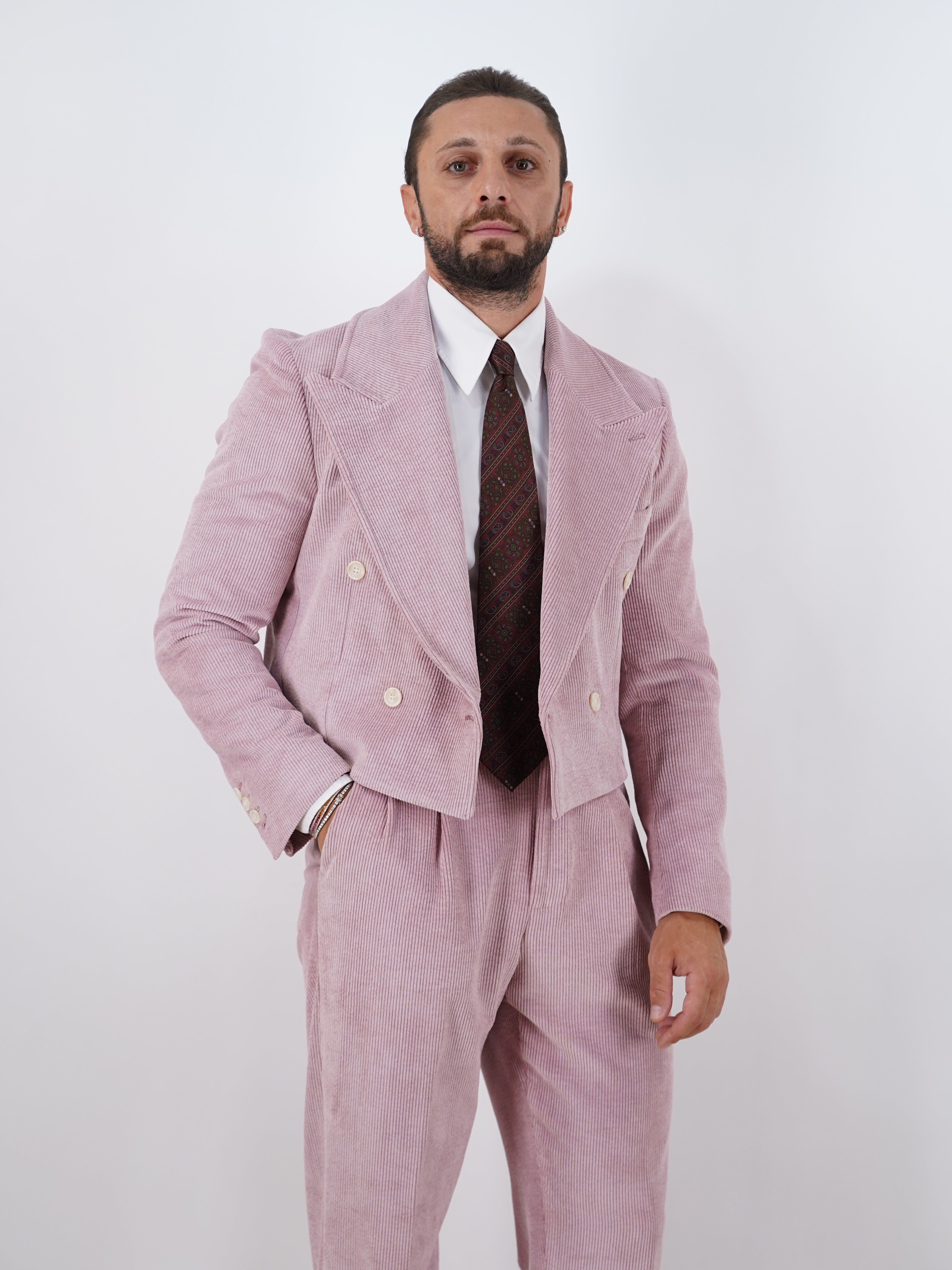 Giacca Cropped Doppiopetto in Velluto a Coste - Linea Extensive | Rosa