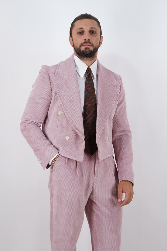 Giacca Cropped Doppiopetto in Velluto - Linea Extensive | Rosa