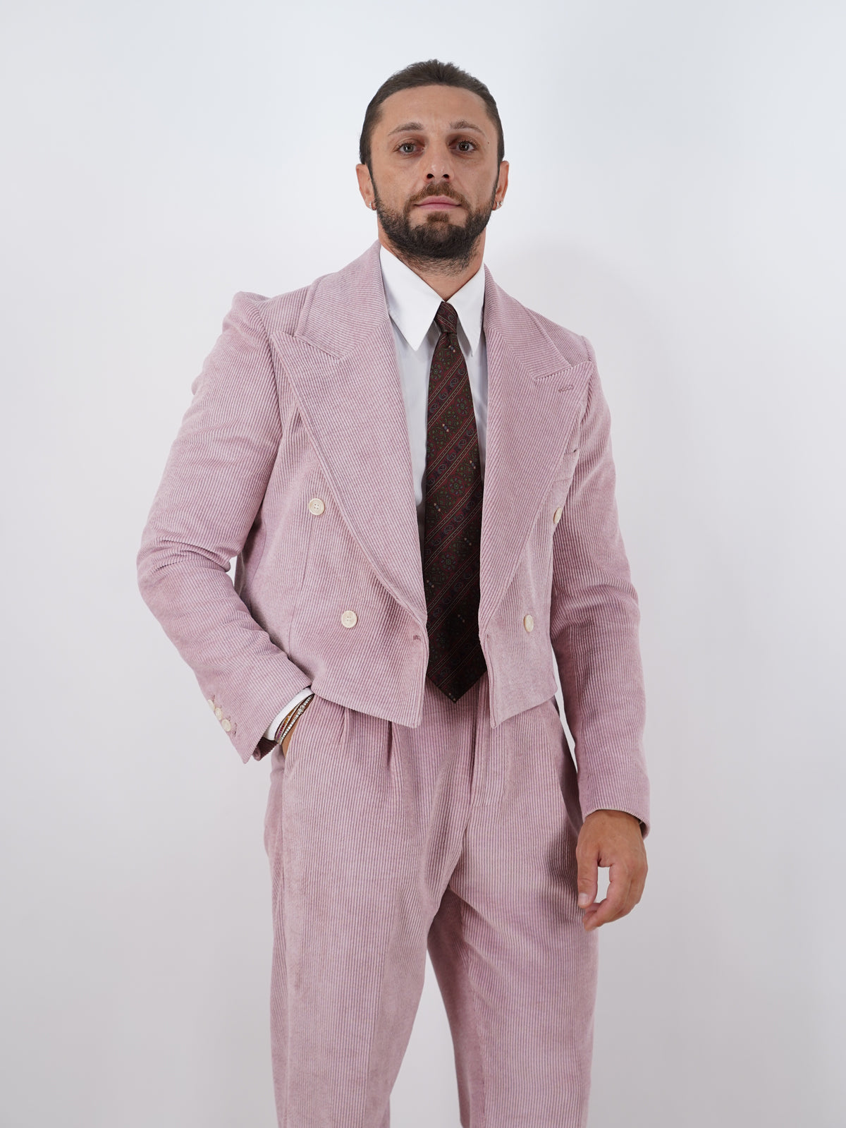 Giacca Cropped Doppiopetto in Velluto - Linea Extensive | Rosa