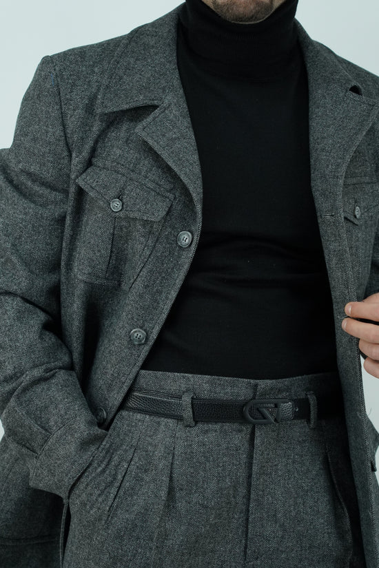 Giacca Safari grigio scuro spigato