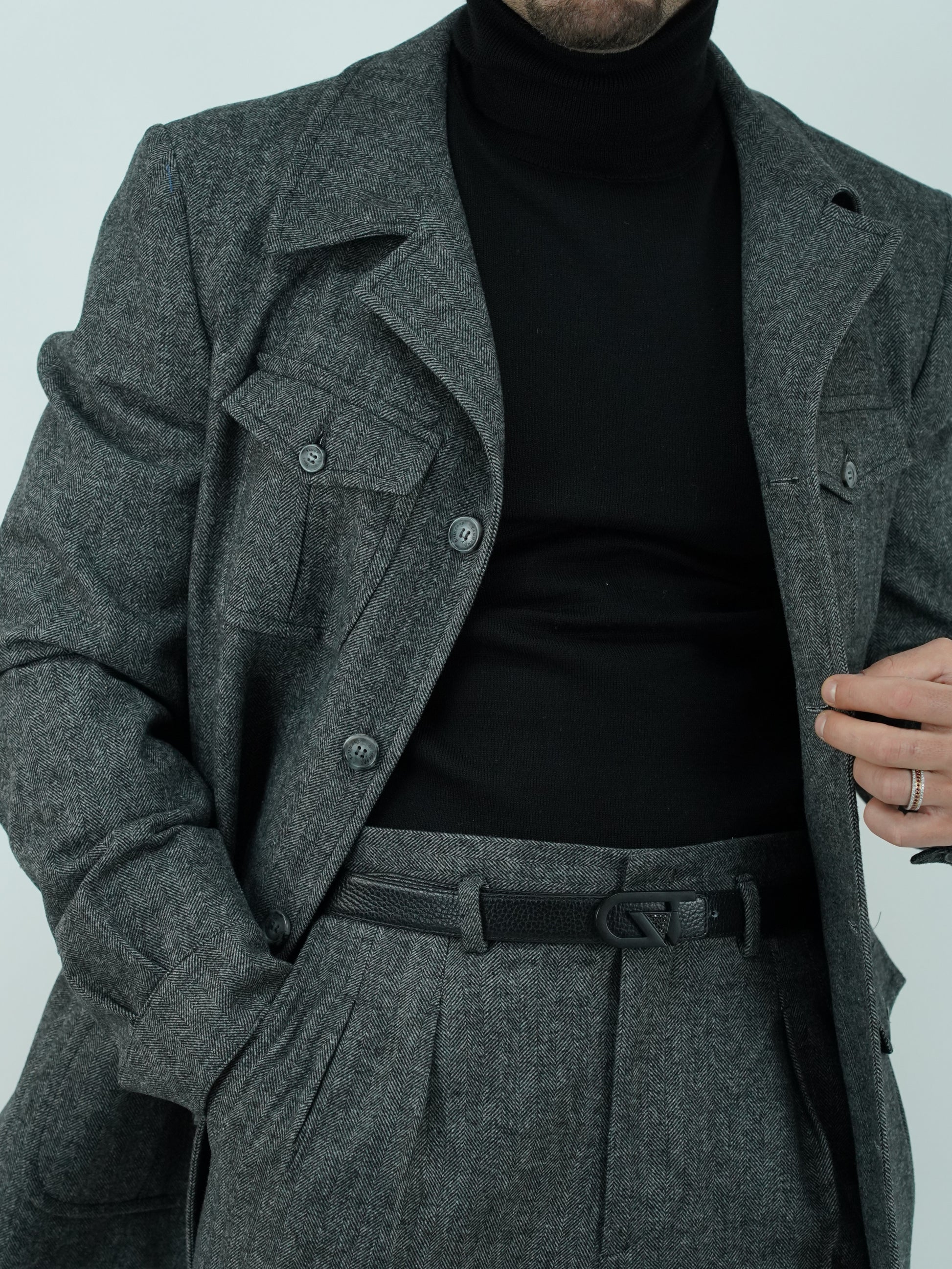 Giacca Safari grigio scuro spigato