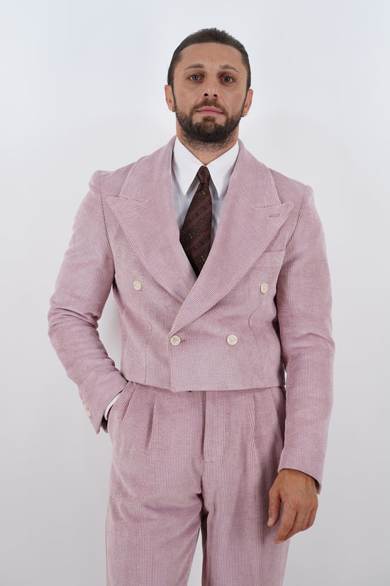 Giacca Cropped Doppiopetto in Velluto - Linea Extensive | Rosa