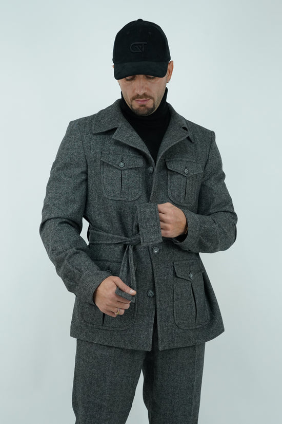 Giacca Safari grigio scuro spigato