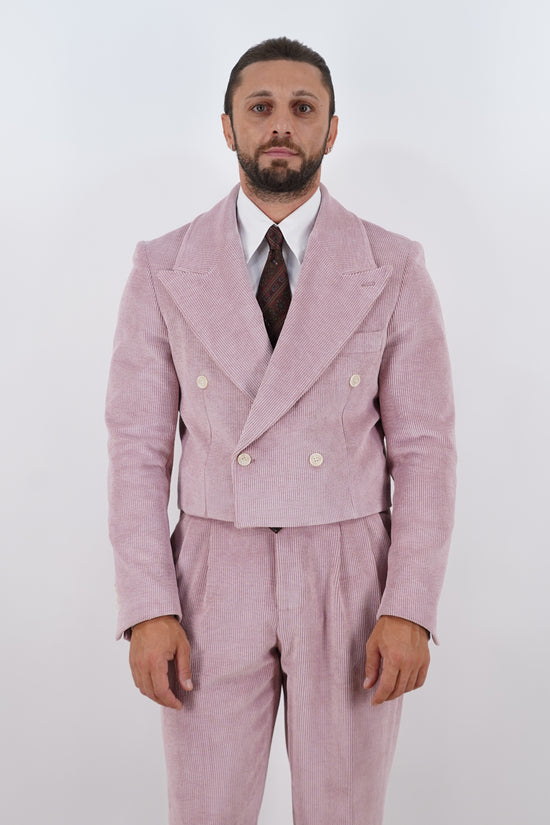 Giacca Cropped Doppiopetto in Velluto - Linea Extensive | Rosa