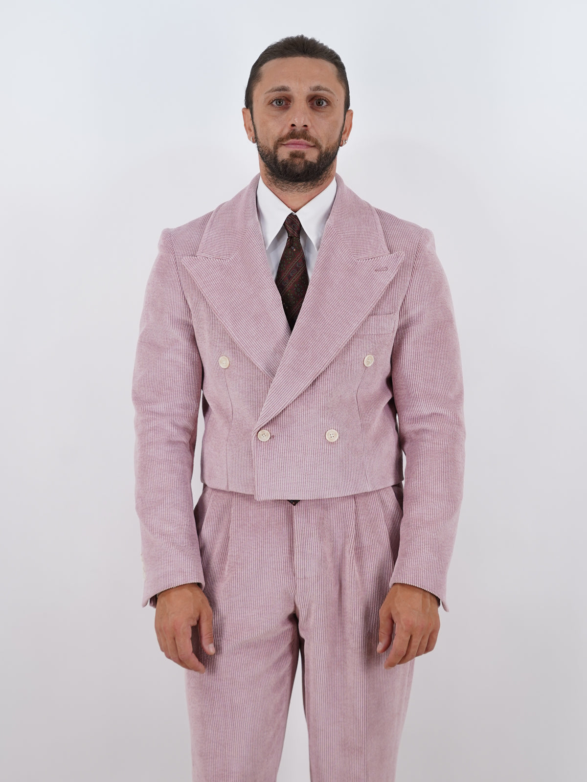 Giacca Cropped Doppiopetto in Velluto - Linea Extensive | Rosa