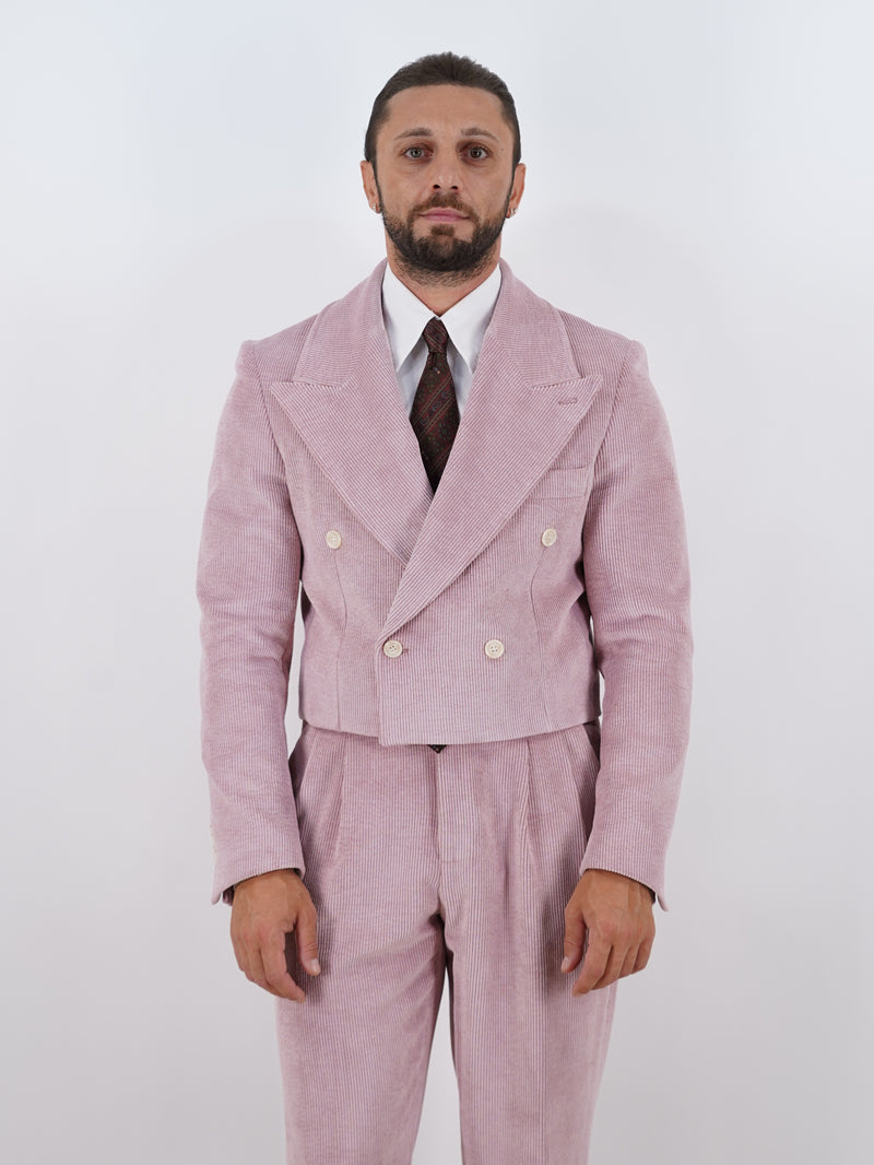 Giacca Cropped Doppiopetto in Velluto a Coste - Linea Extensive | Rosa