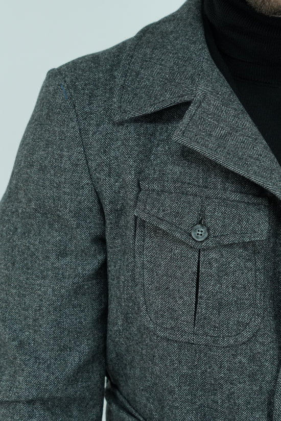 Giacca Safari grigio scuro spigato