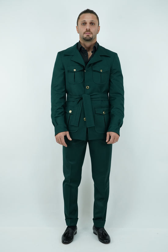 Giacca Safari verde con bottoni oro