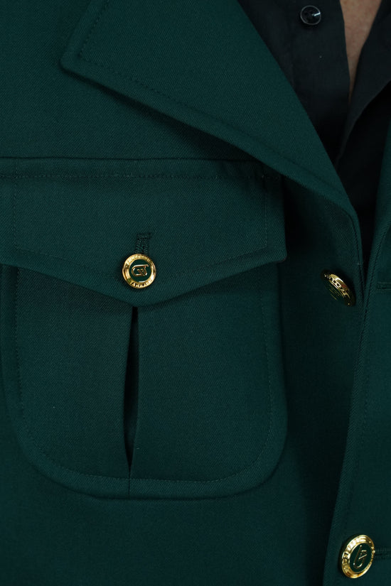 Giacca Safari verde con bottoni oro
