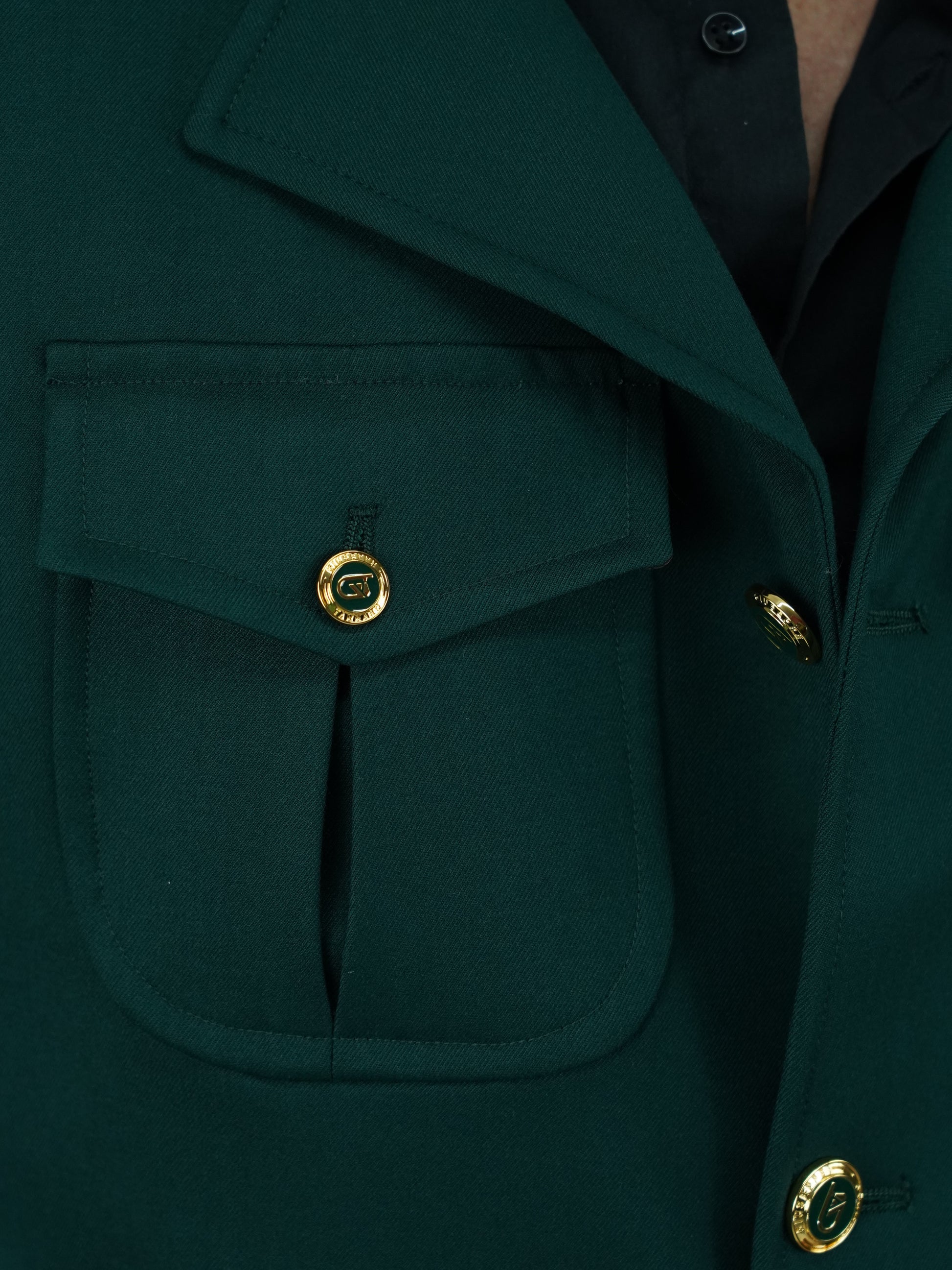 Giacca Safari verde con bottoni oro