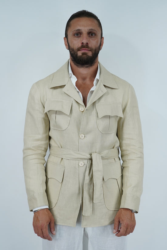 Giacca Safari in lino beige