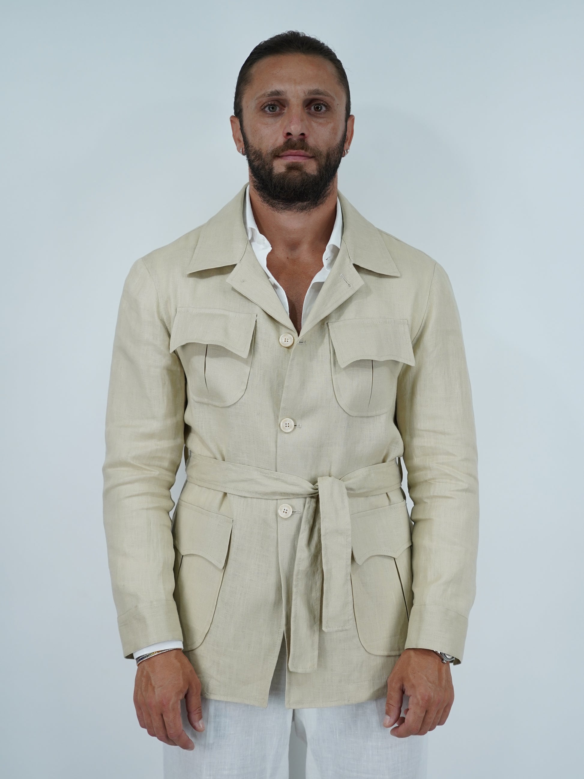 Giacca Safari in lino beige