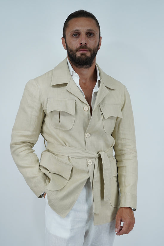 Giacca Safari in lino beige