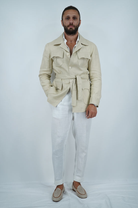 Giacca Safari in lino beige