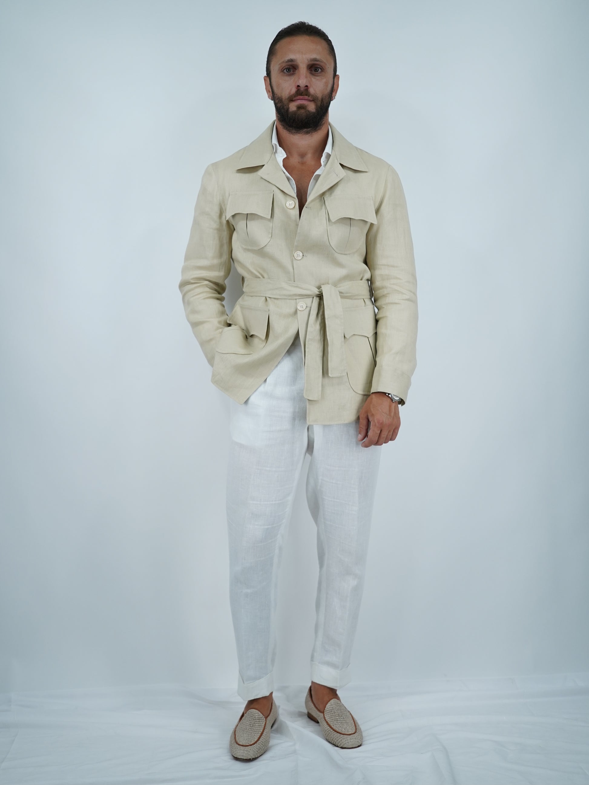 Giacca Safari in lino beige