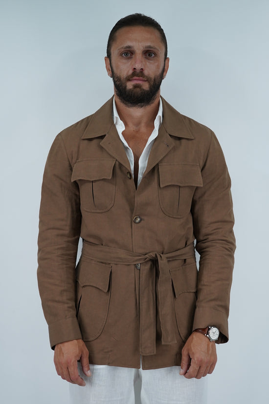 Giacca Safari in lino tabacco