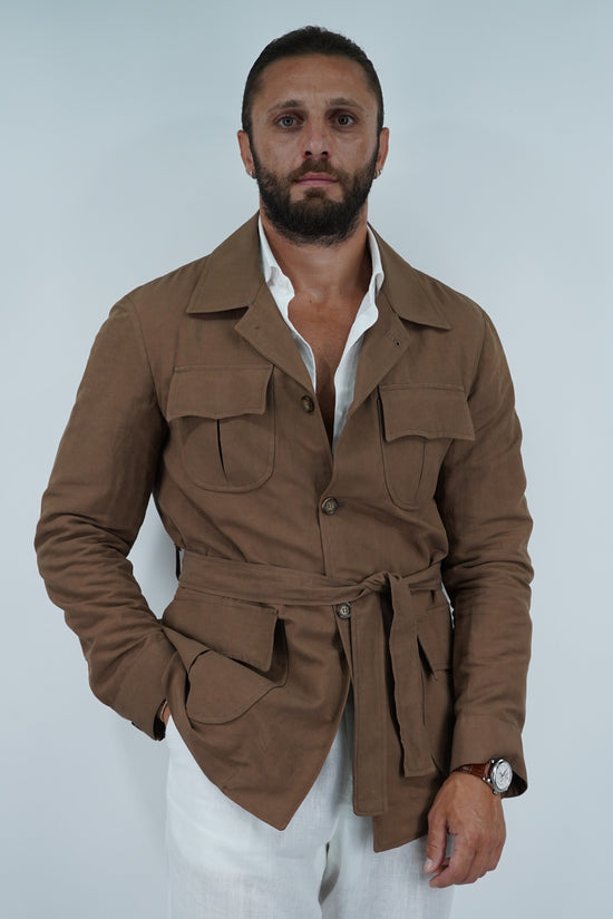 Giacca Safari in lino tabacco