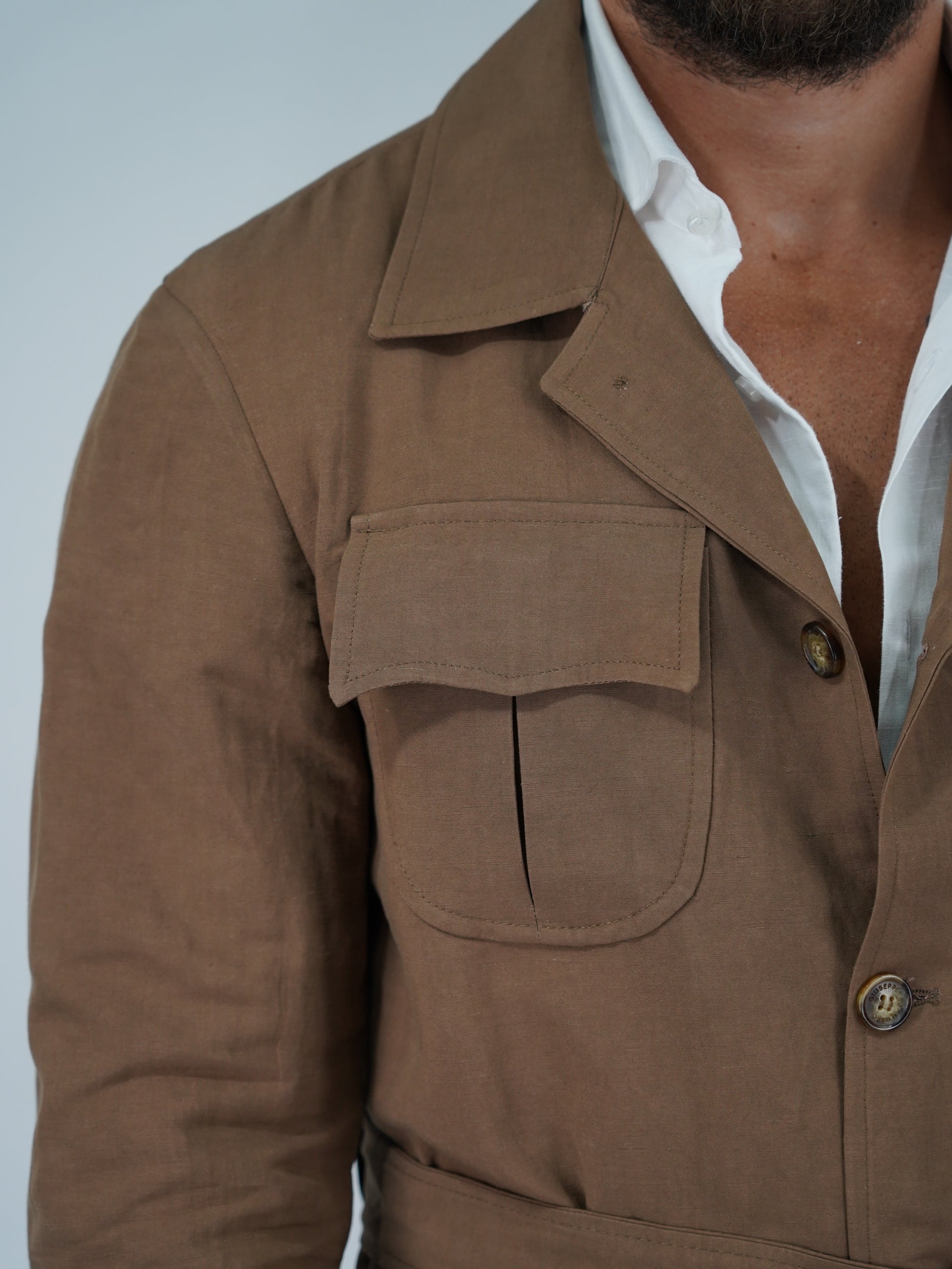 Giacca Safari in lino tabacco