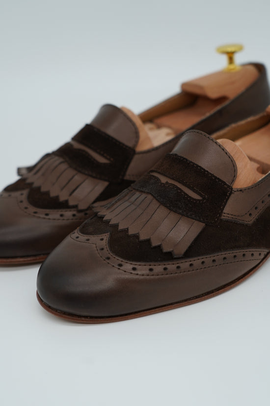 Mocassino inglese bicolore testa di moro