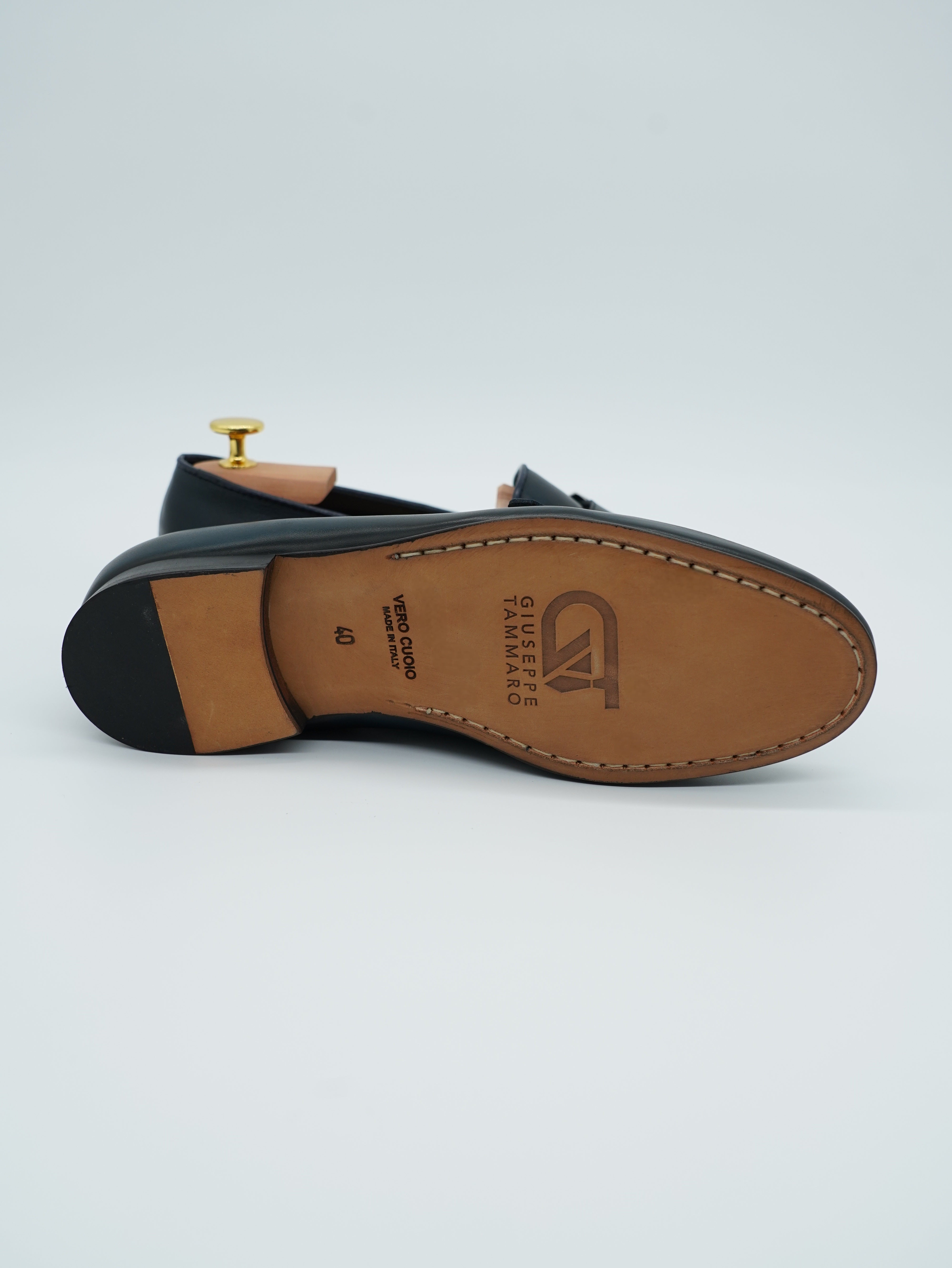 Mocassino blu con fibbia