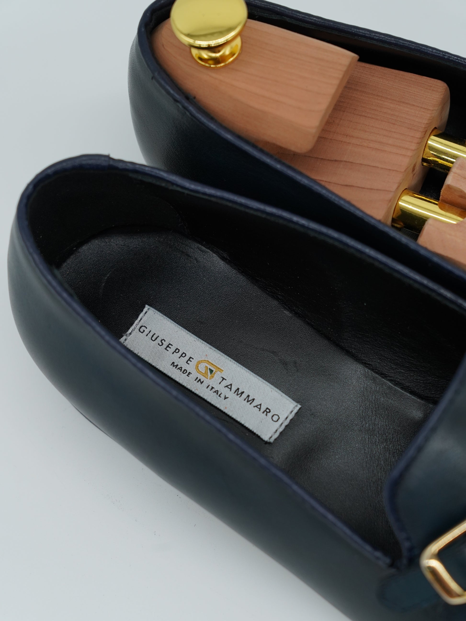 Mocassini blu con fibbia