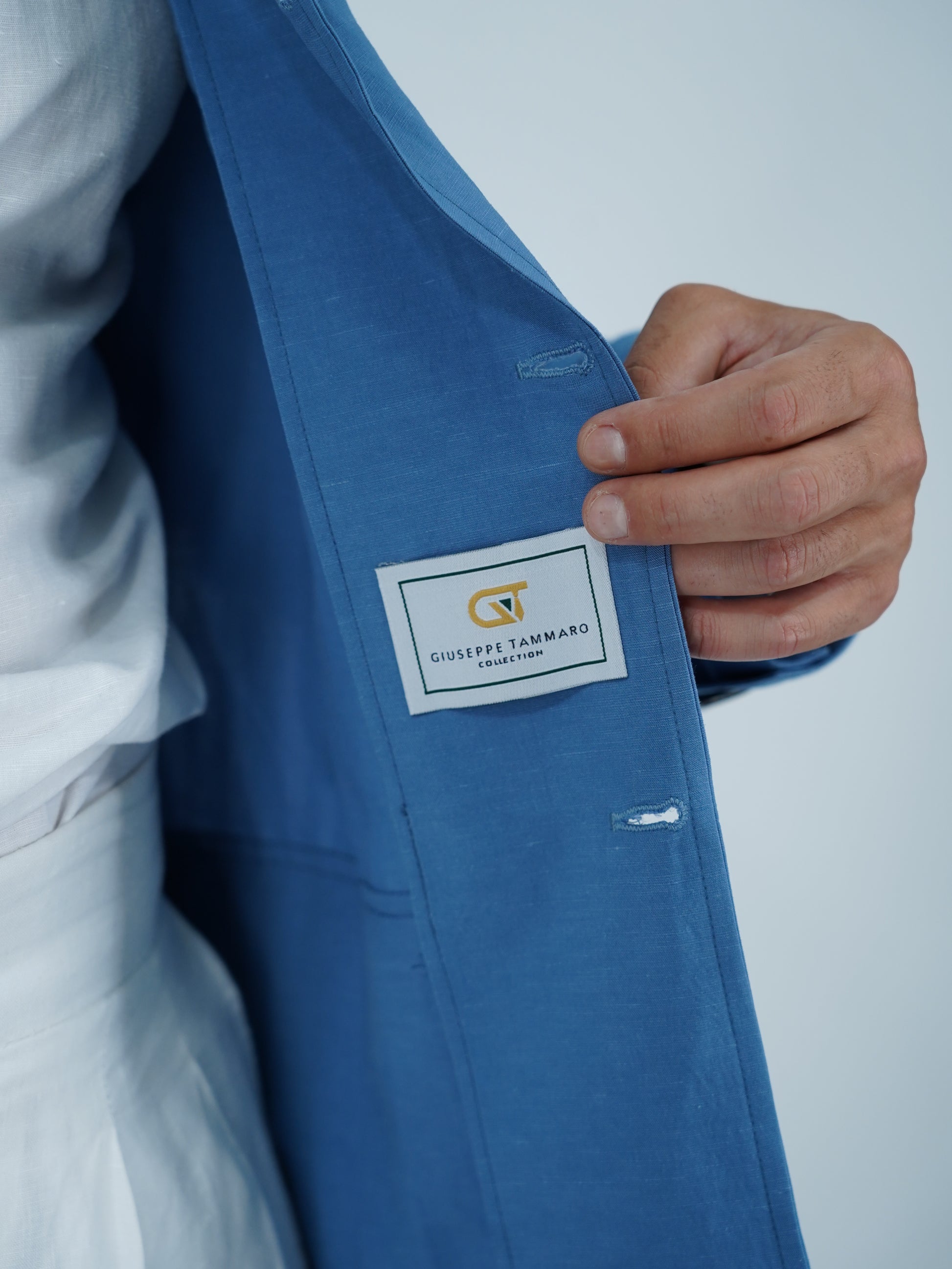Giacca Safari in lino azzurro