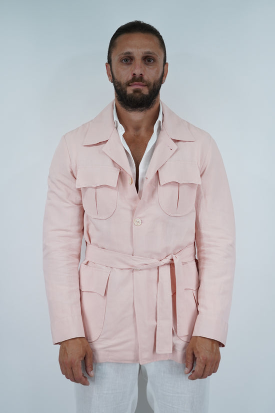Giacca Safari in lino rosa
