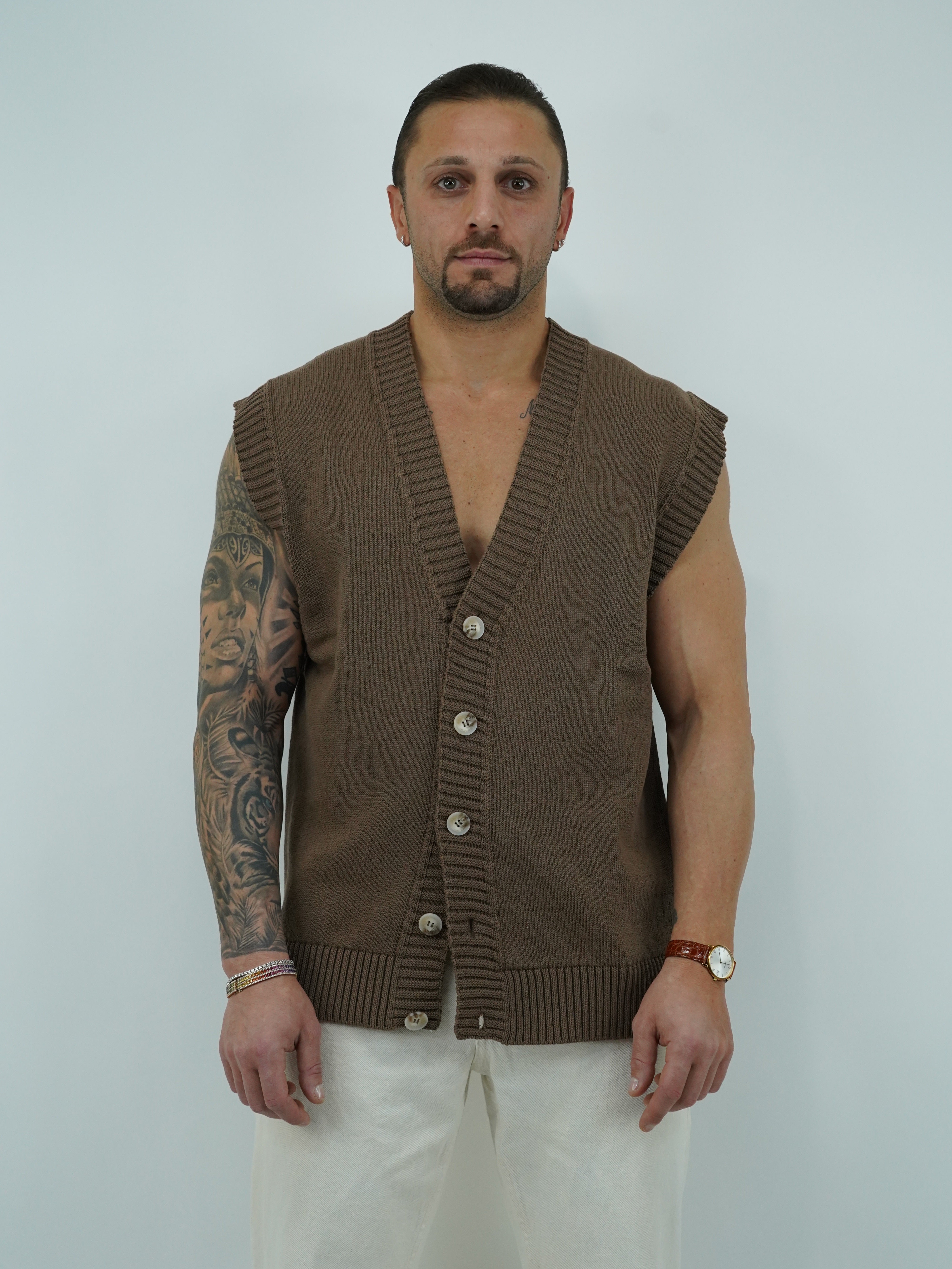 Gilet smacchinato quercia