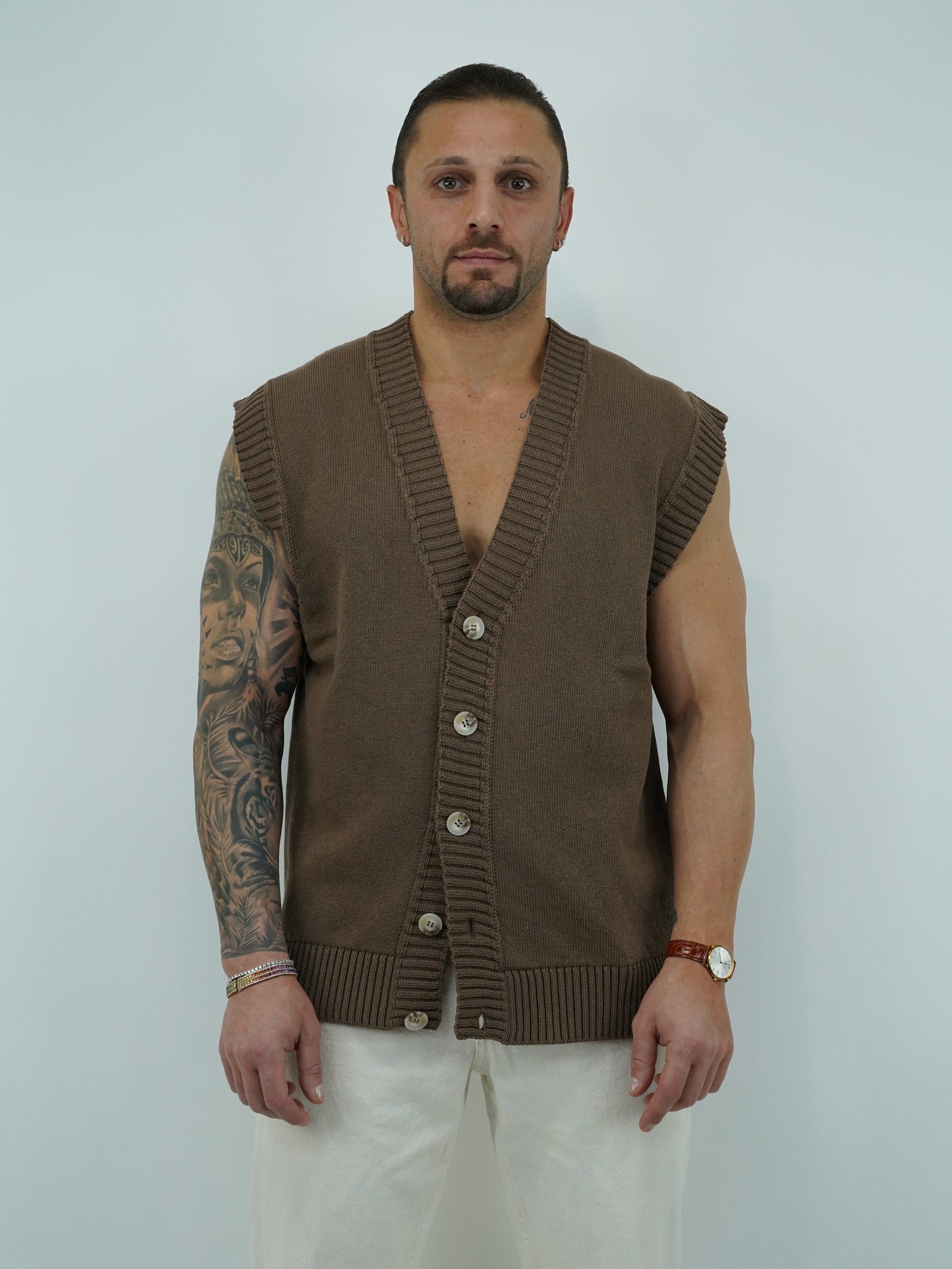 Gilet smacchinato quercia